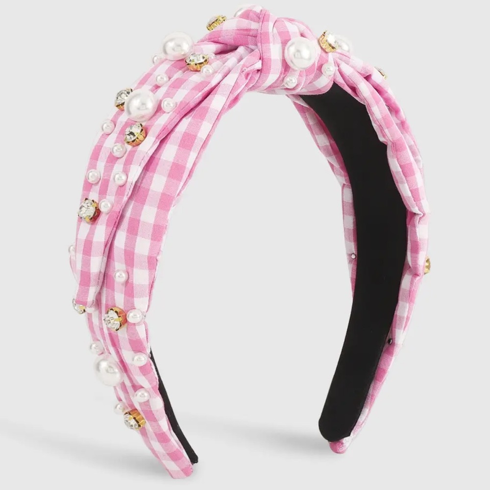 Pink & White Gingham Headband
